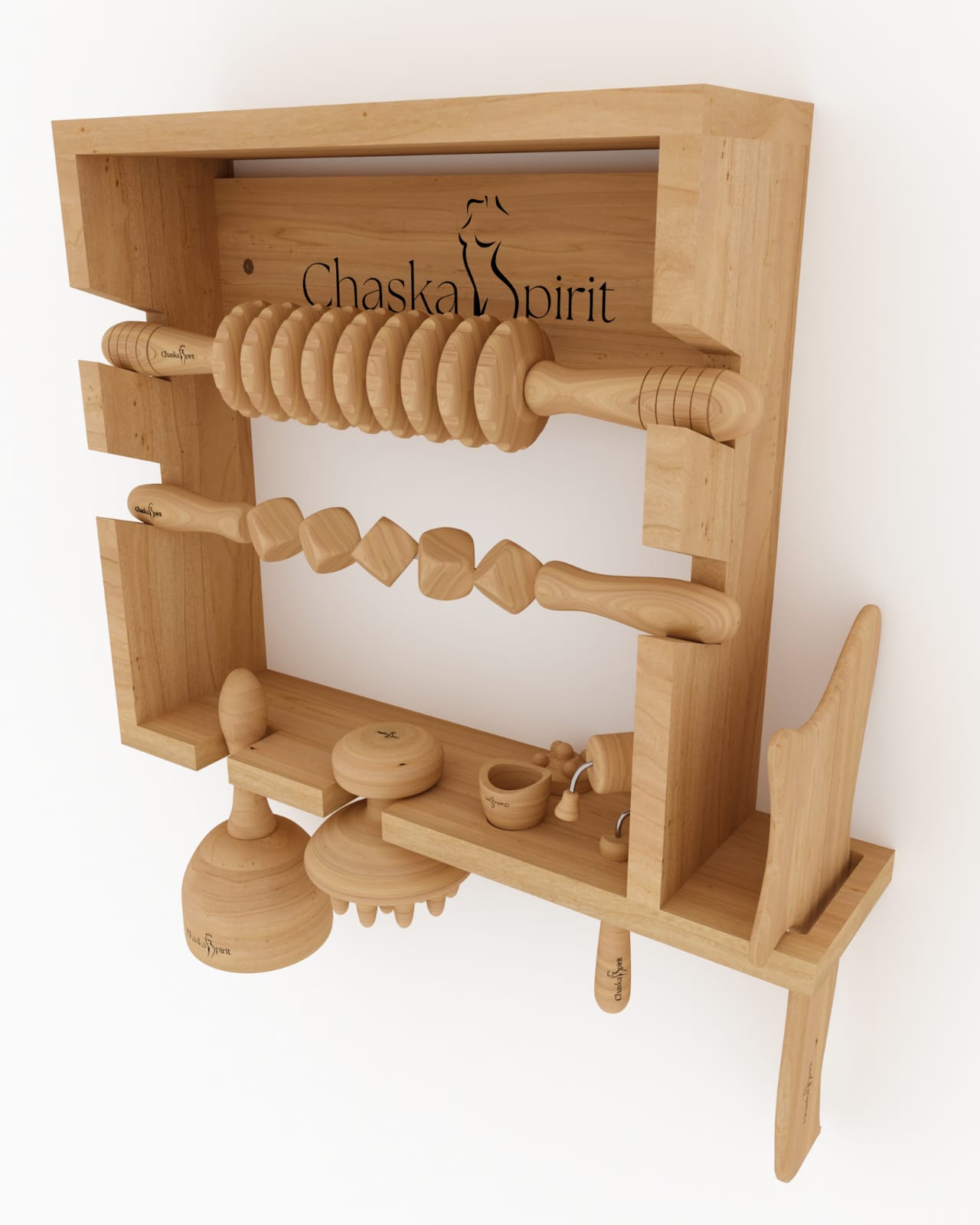 Présentoir en Bois  pour Outils de Maderothérapie